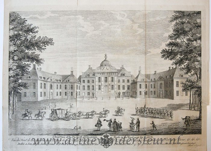 Paleis Huis Ten Bosch Two Antique prints, etchings] Two plates with views of Huis ten ... photo