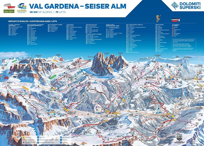 23 Monte Seura BERGFEX: Piste map Dolomites Val Gardena / Gröden - St. Christina ... photo